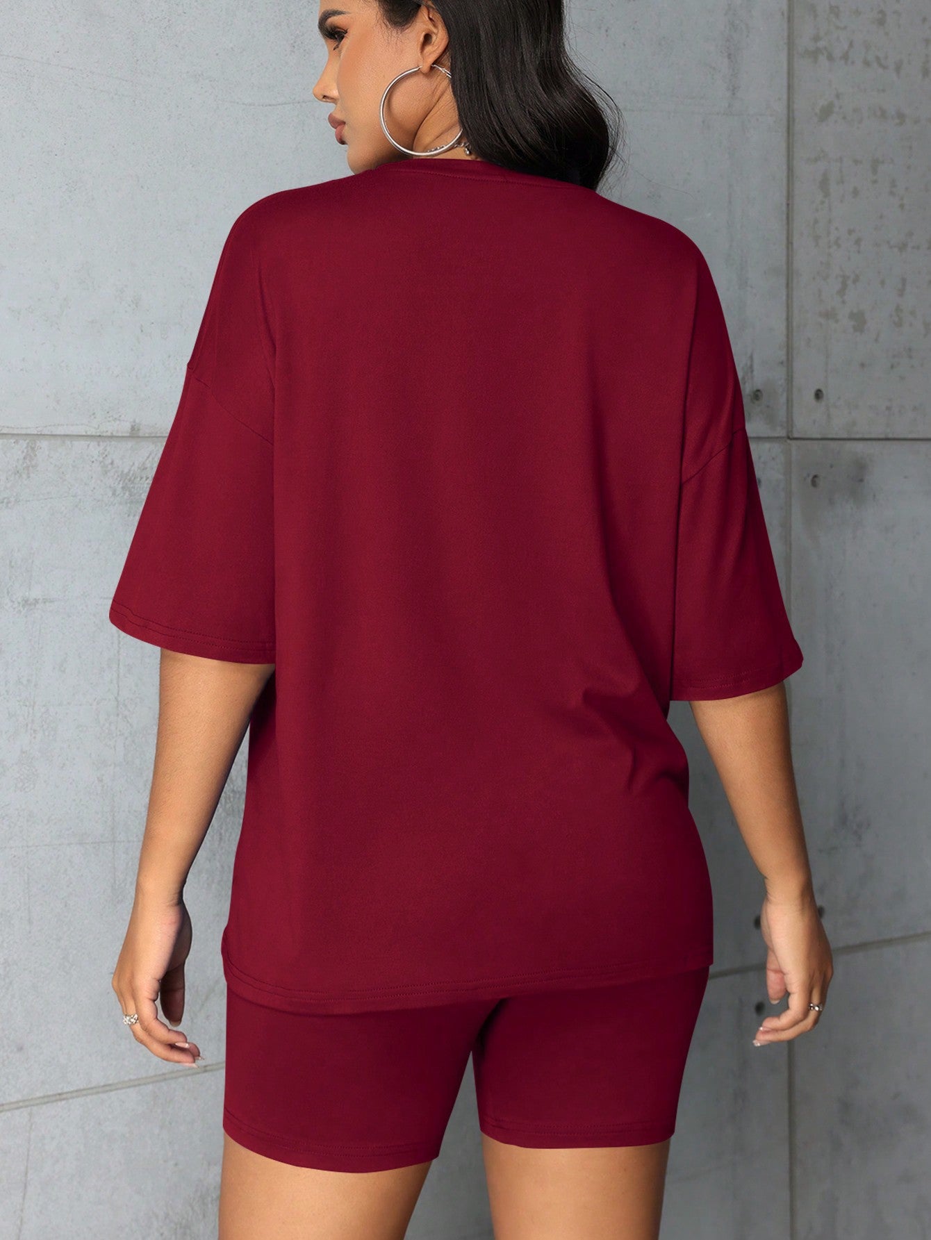 Plus-size fashion all-in-one shorts and short-sleeved suit