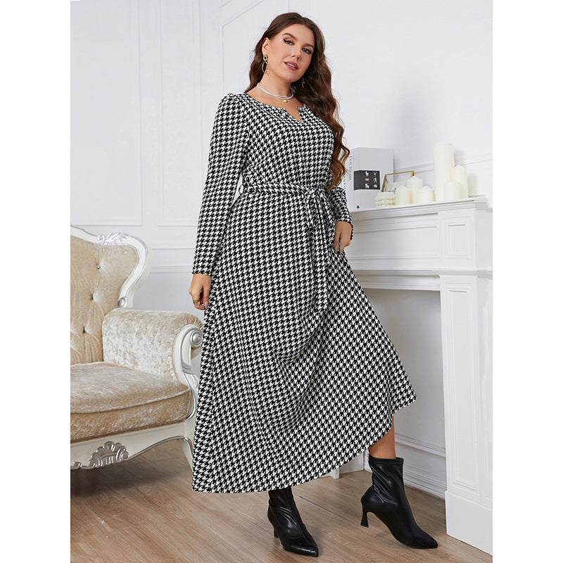 Women's Black And White Checkered Dress