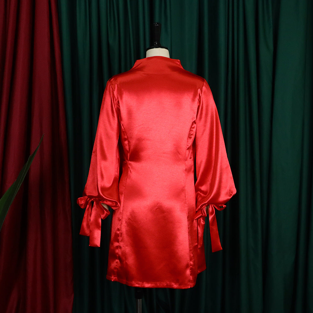 Stylish Dress With Puffed Sleeves And Waist