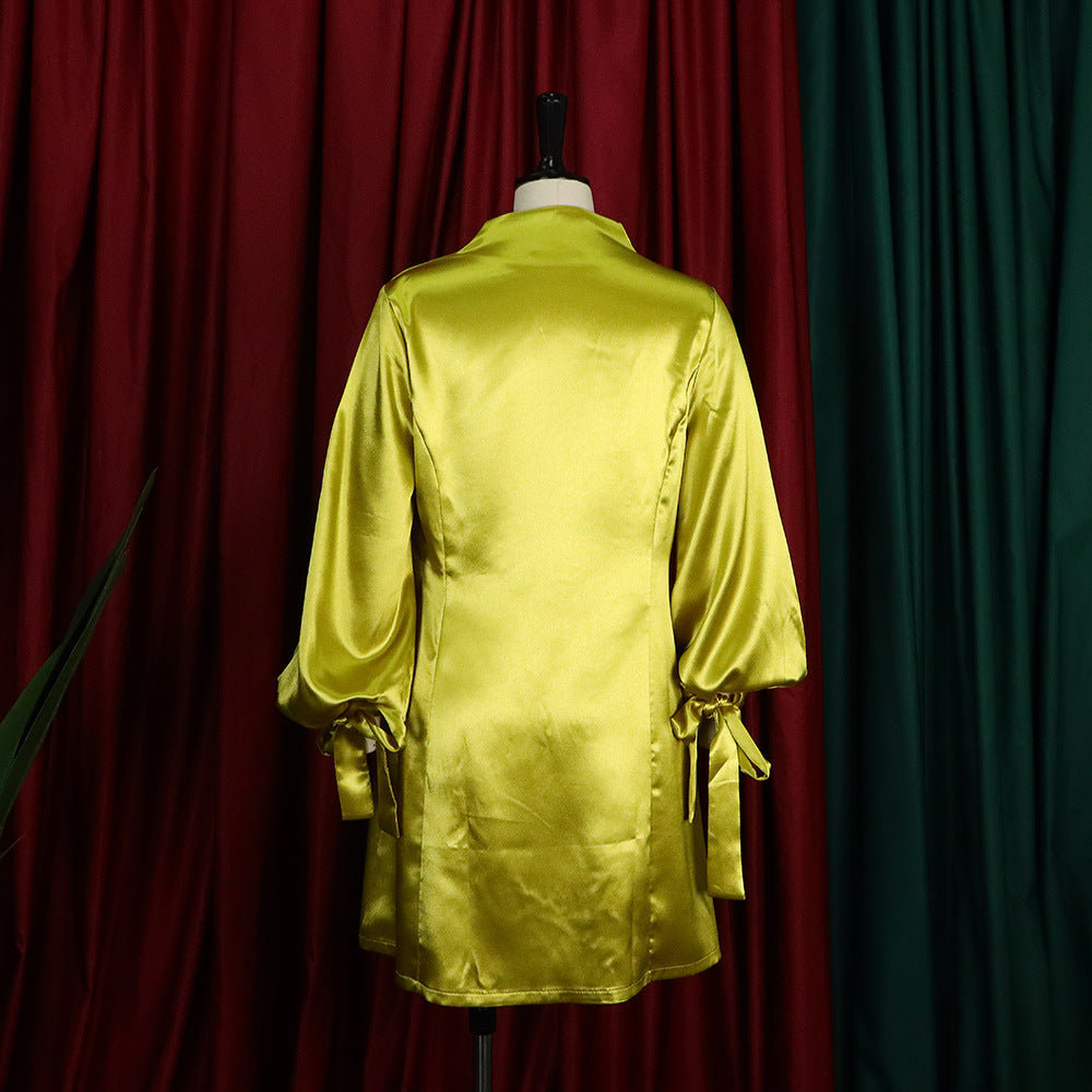 Stylish Dress With Puffed Sleeves And Waist