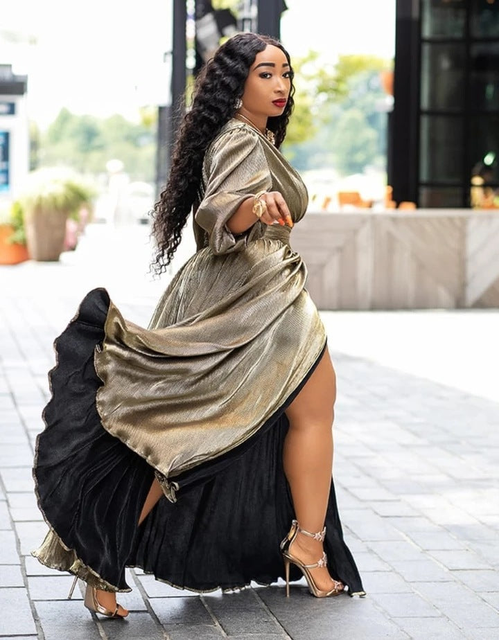 Long Sleeves Slightly Fat Loose Fashion Dress