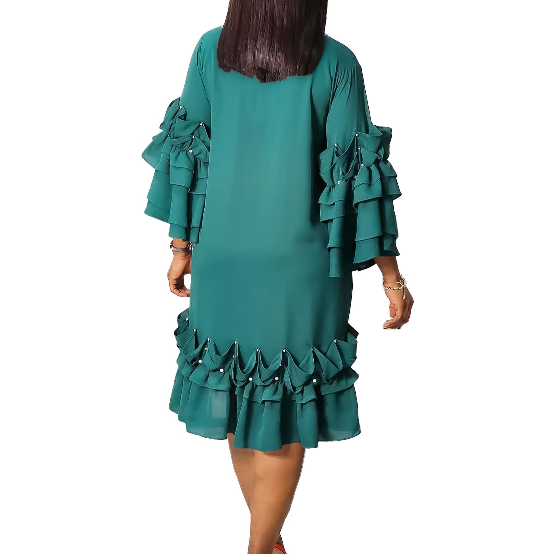Stylish And Elegant Multi-Layer Flounce Flounce Sleeve Loose Dress