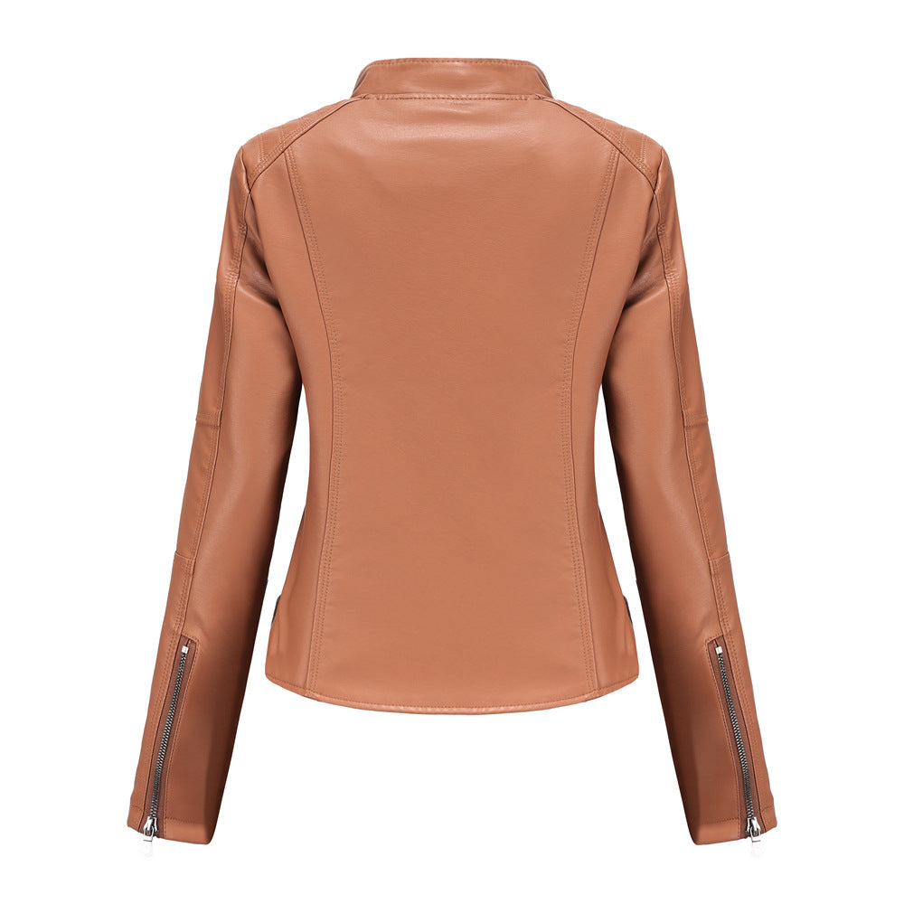 Leather Women Slim Jacket Thin Spring And Autumn Coat Women Motorcycle Suit