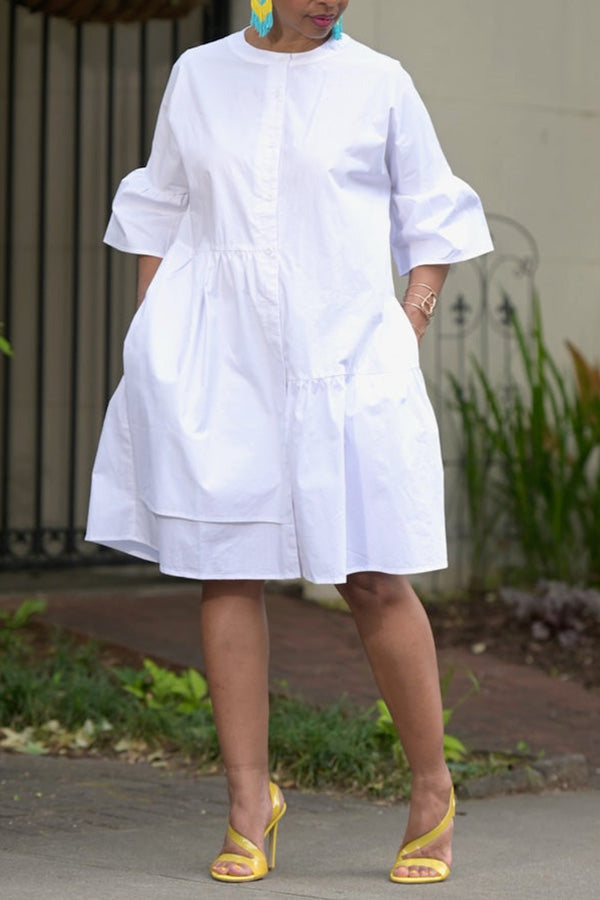 Casual Half Sleeve Shirt Dress