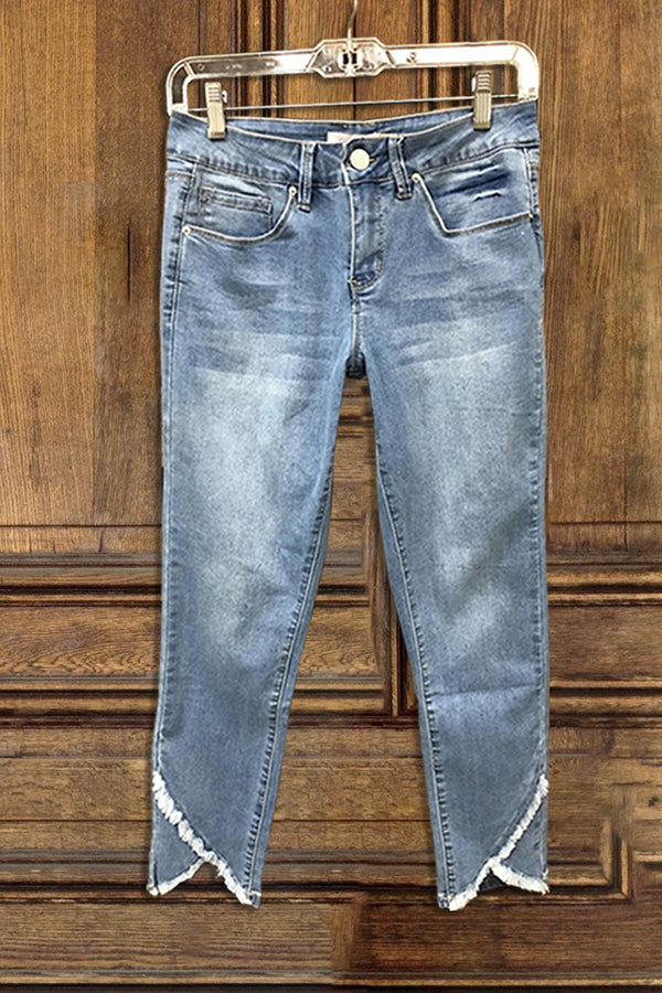 Casual Irregular Frayed Jeans