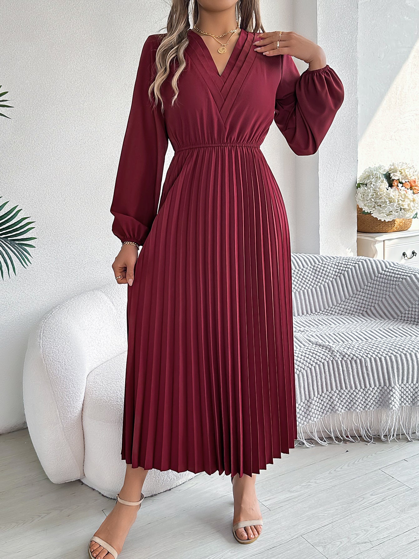 Women's Pleated Maxi Dress