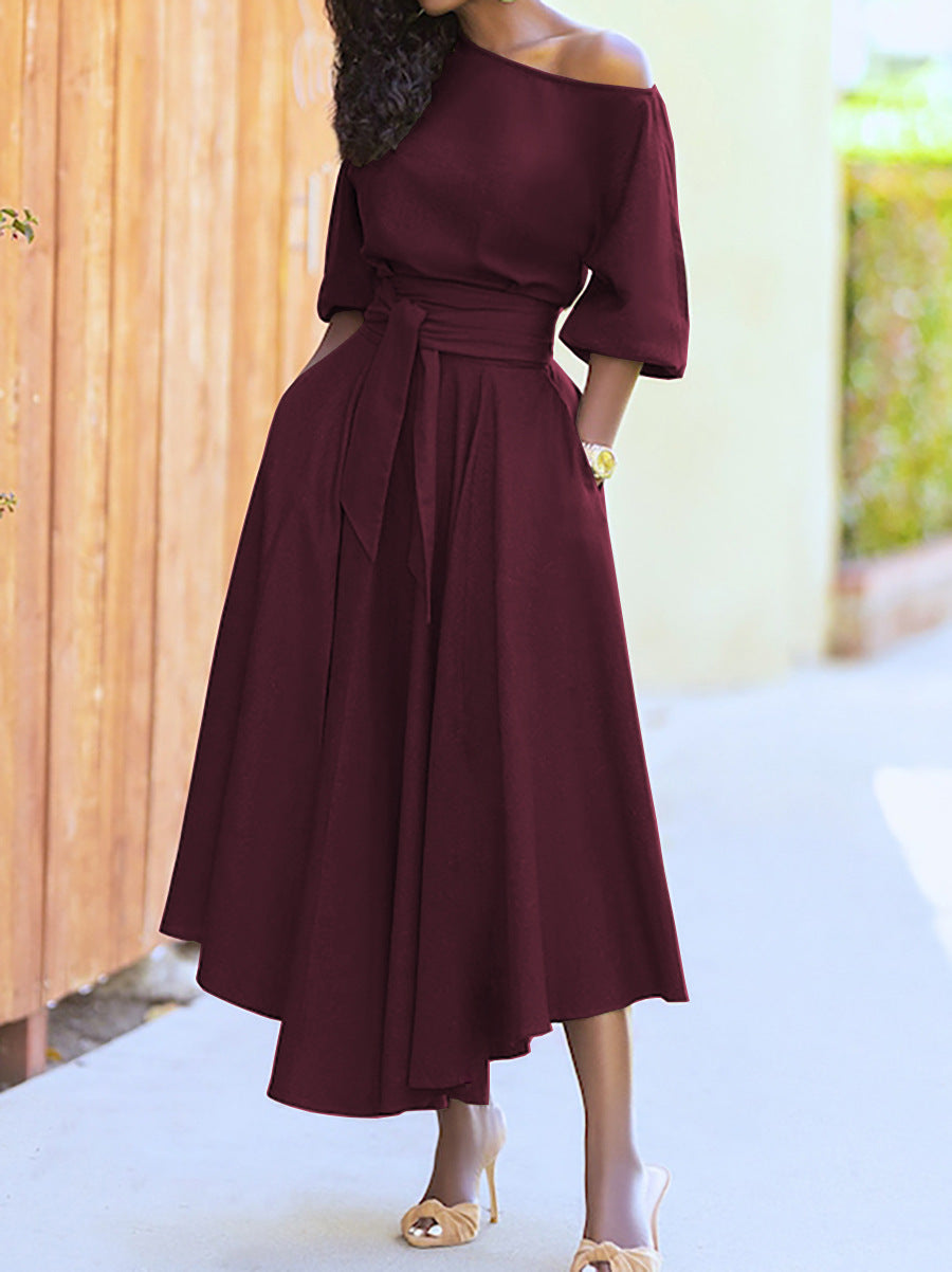 Women's Slanted Shoulder Collar Dress