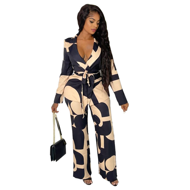 Women's Print Professional Two-piece Set