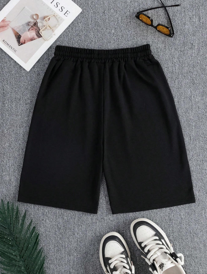 Women's solid color drawstring shorts