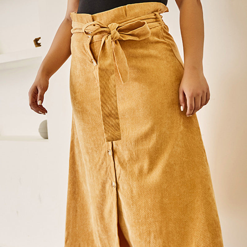 Women's Skirts With Belted A-line Skirts