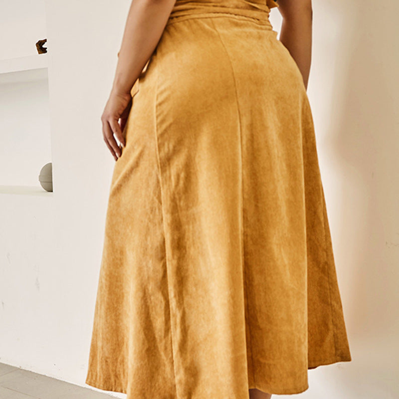 Women's Skirts With Belted A-line Skirts