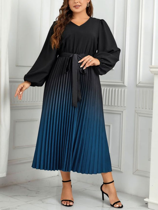 Women's V-neck Pleated Dress