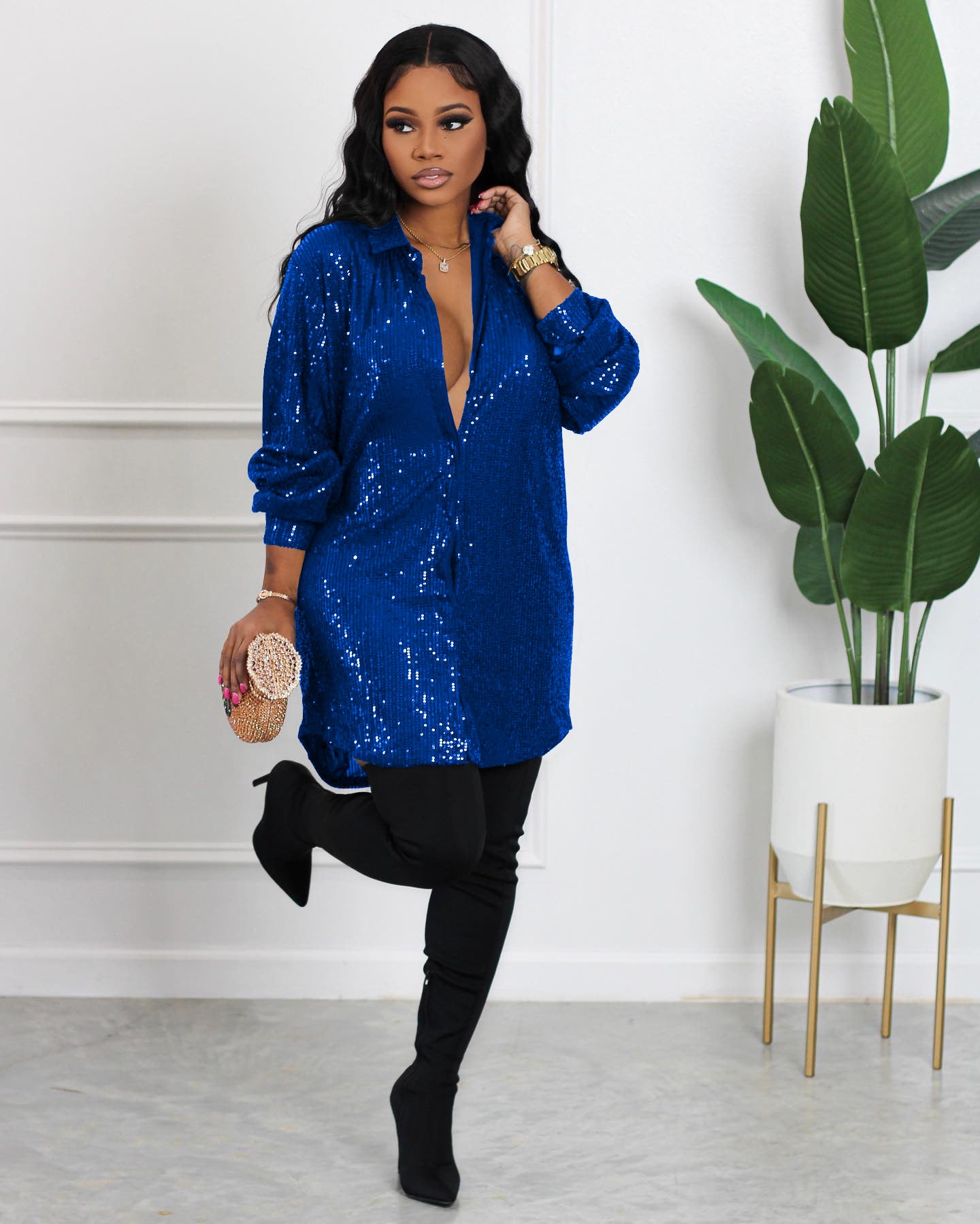 Women's Sequined Shirt Dresses