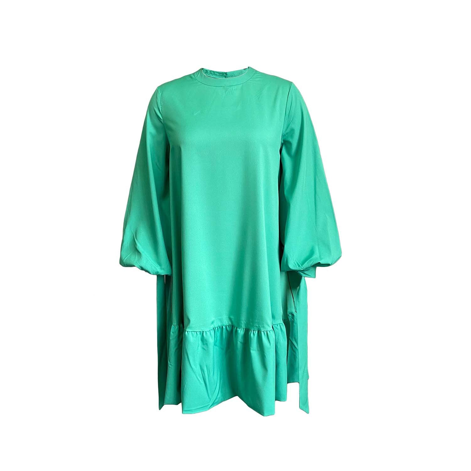 European Dress With Loose Solid Color Puffy Sleeves