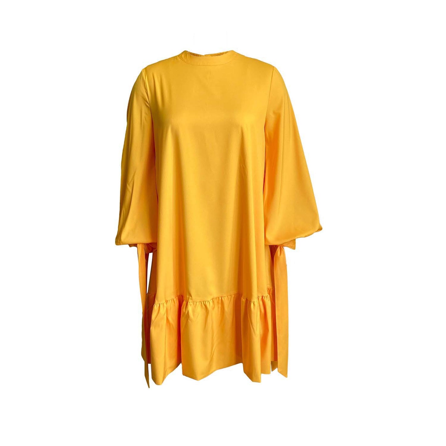 European Dress With Loose Solid Color Puffy Sleeves