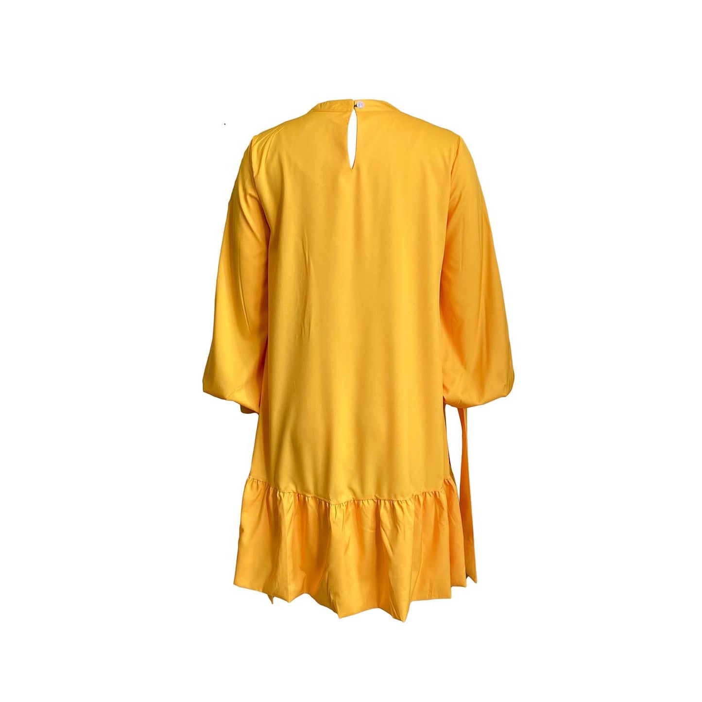 European Dress With Loose Solid Color Puffy Sleeves