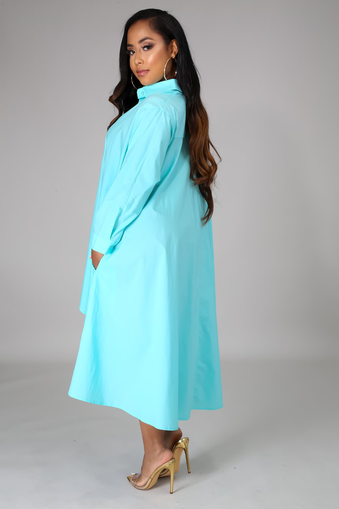 Women's Shirt Casual Long Sleeve Solid Color Shirt Dress For Women