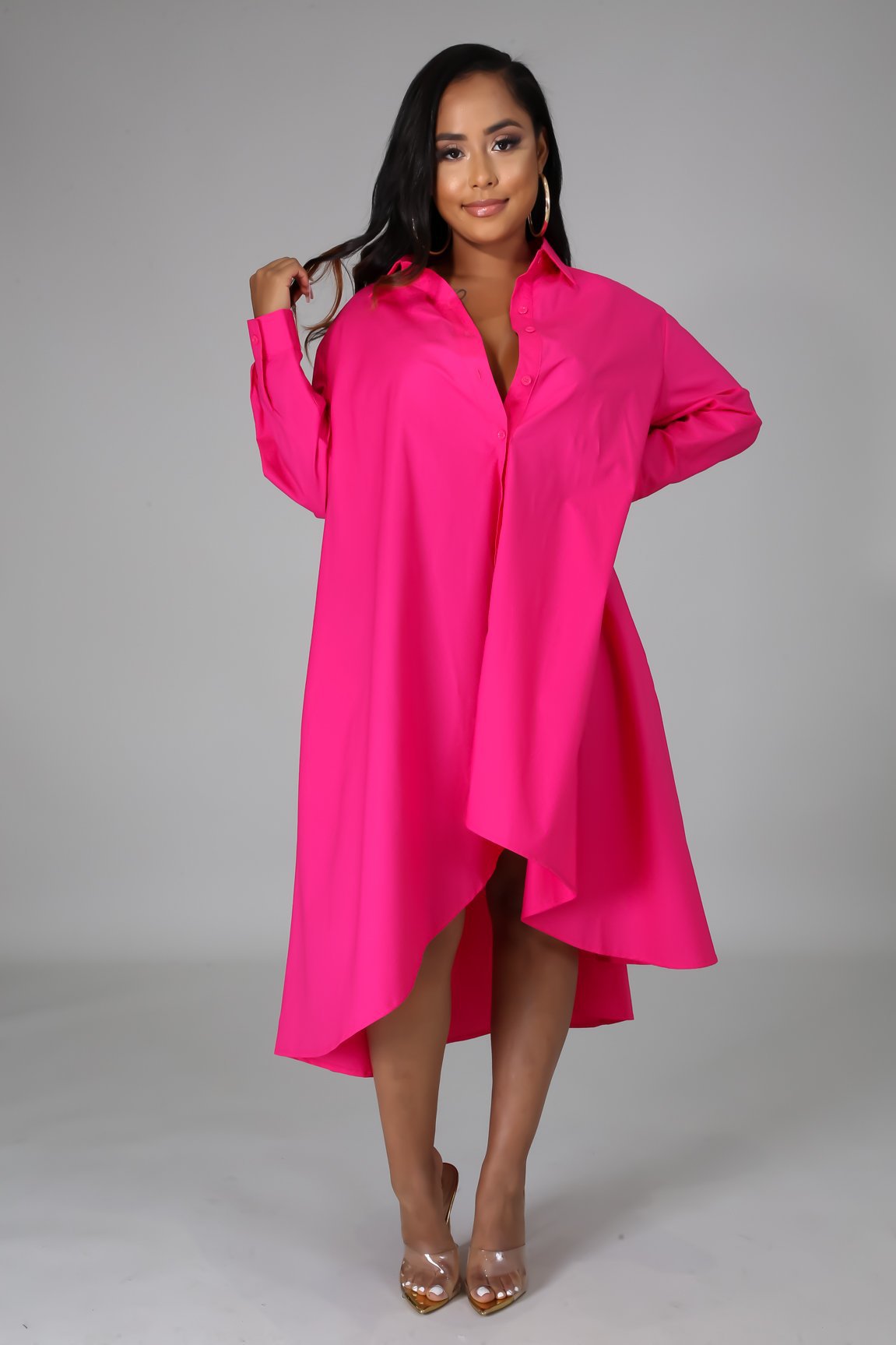 Women's Shirt Casual Long Sleeve Solid Color Shirt Dress For Women