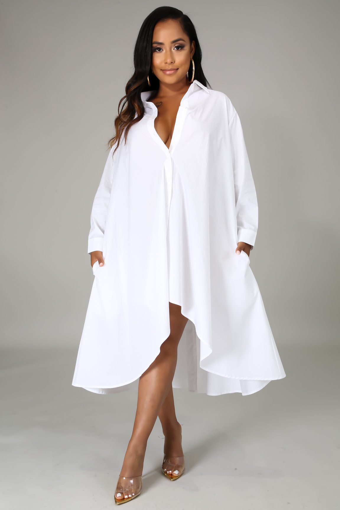 Women's Shirt Casual Long Sleeve Solid Color Shirt Dress For Women