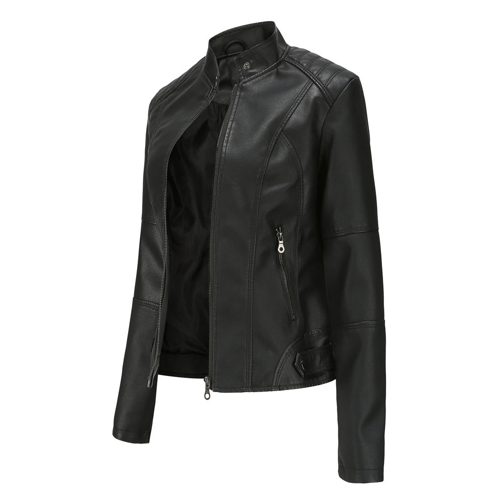 Leather Women Slim Jacket Thin Spring And Autumn Coat Women Motorcycle Suit