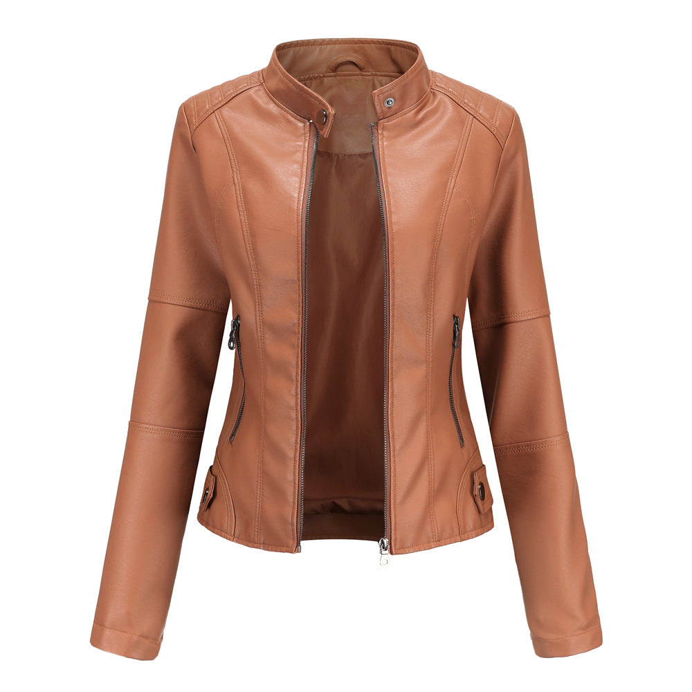 Leather Women Slim Jacket Thin Spring And Autumn Coat Women Motorcycle Suit