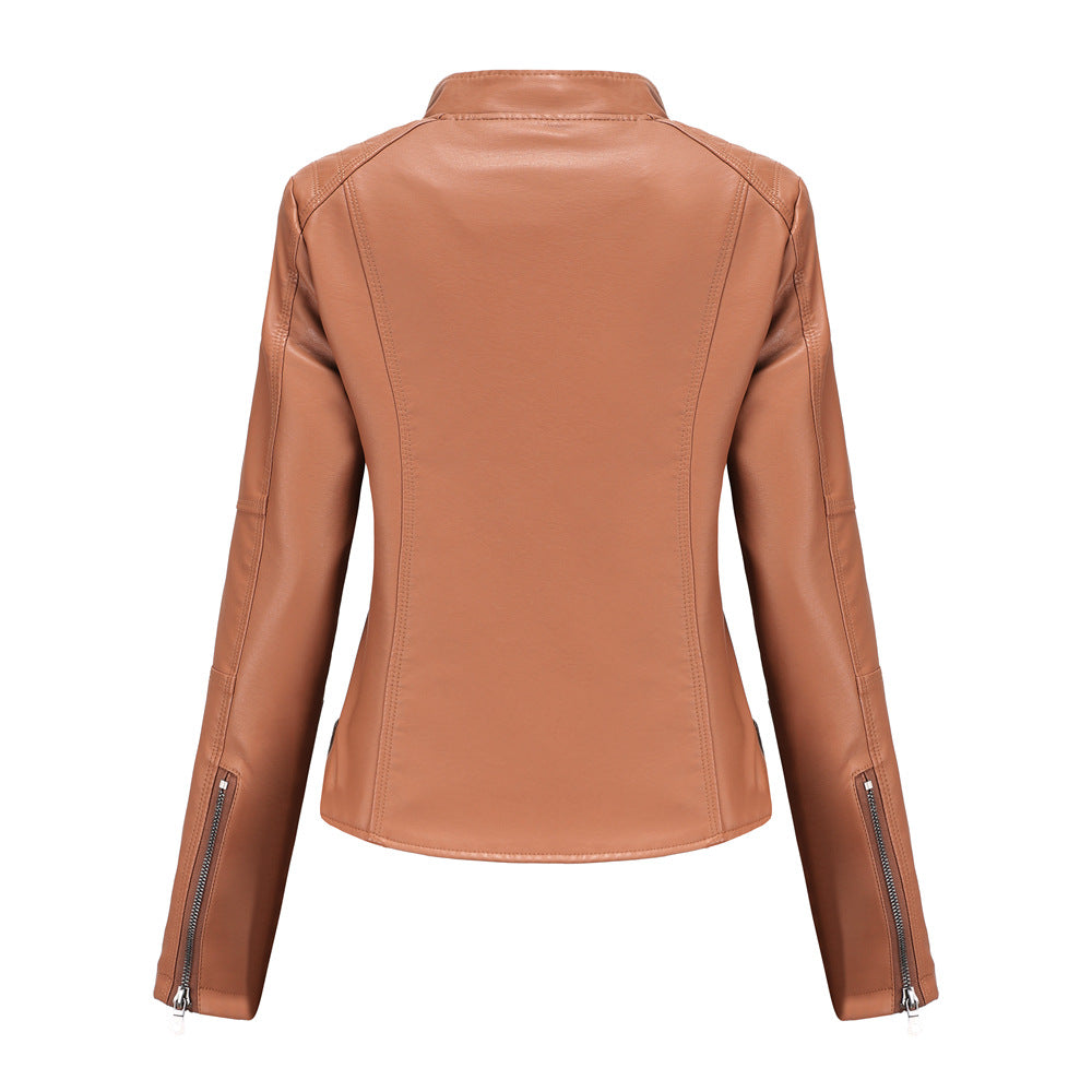 Leather Women Slim Jacket Thin Spring And Autumn Coat Women Motorcycle Suit