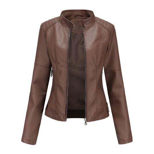 Leather Women Slim Jacket Thin Spring And Autumn Coat Women Motorcycle Suit