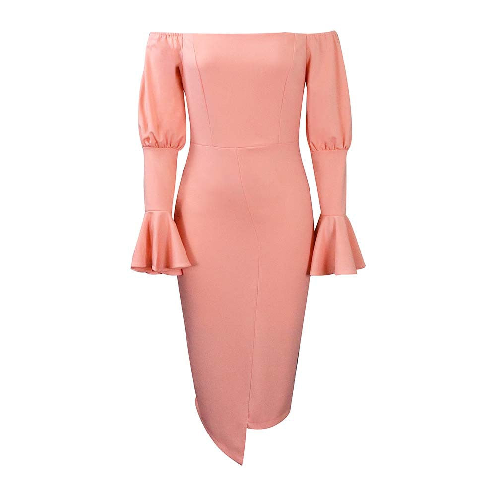 Flared Sleeve Sheath Hip Sheath Fashion Dress