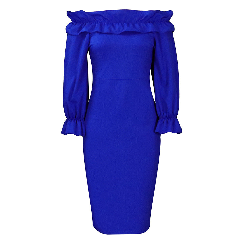 Slim-Fit Dress With Strapless Neckline And Long Sleeves