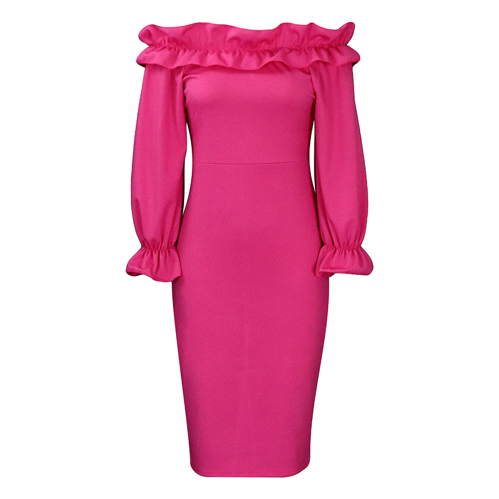 Slim-Fit Dress With Strapless Neckline And Long Sleeves