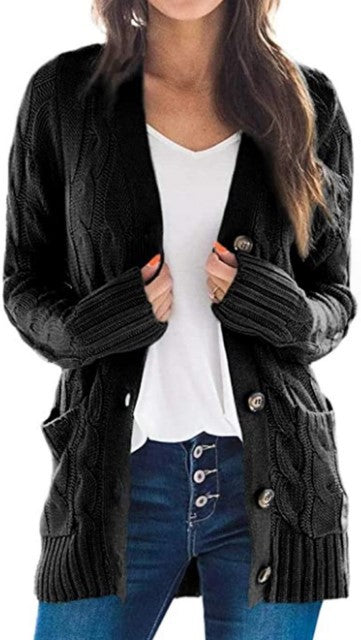 Cardigan Sweater V-Neck Single-Breasted Long-Sleeved Sweater Jacket