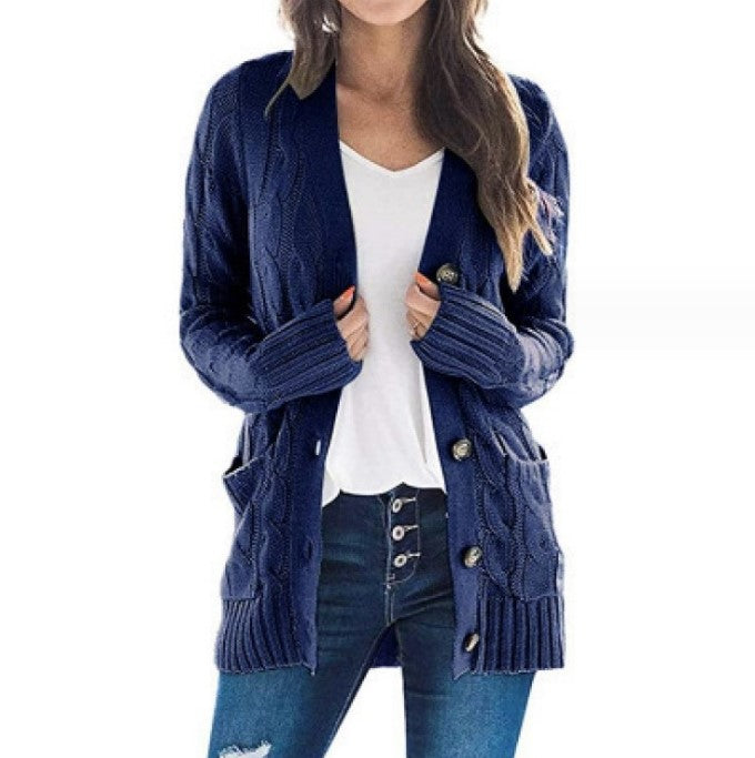 Cardigan Sweater V-Neck Single-Breasted Long-Sleeved Sweater Jacket