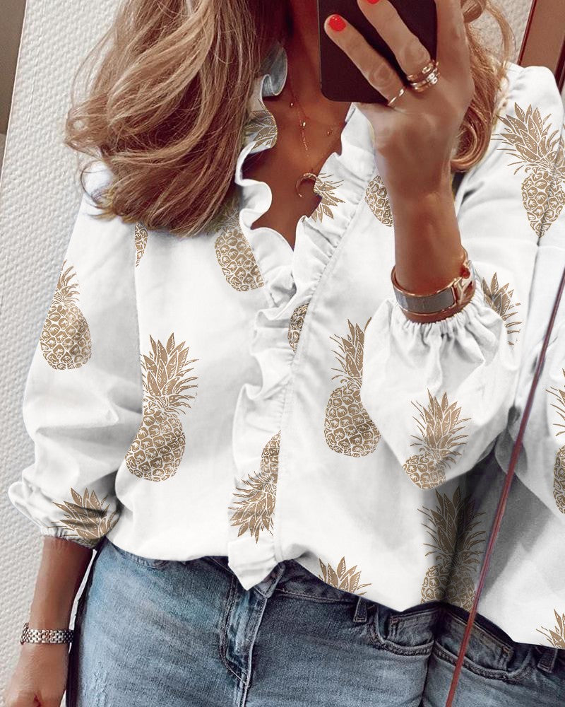 Long Sleeved Ruffled Shirt For Women