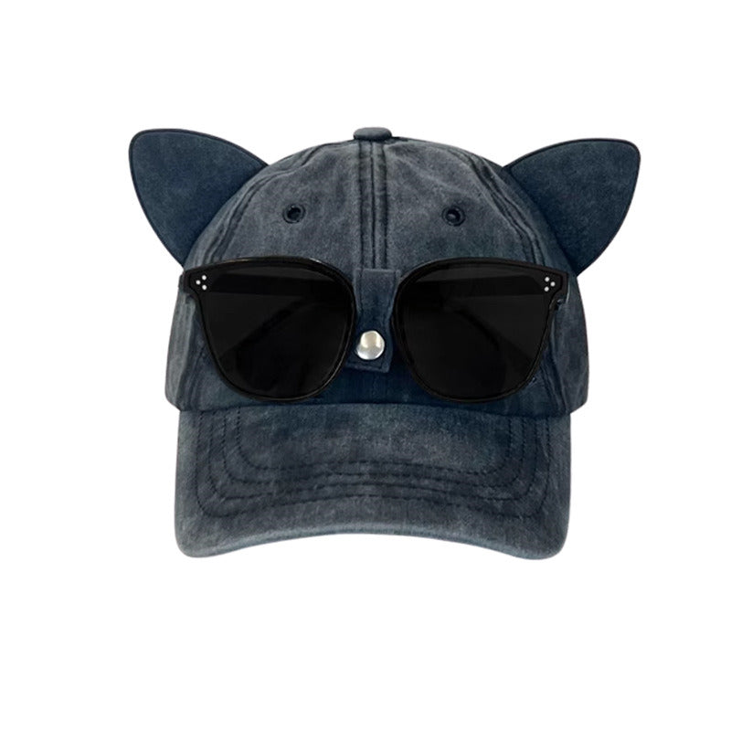 Unique Cat Ear Sunglasses Baseball Cap