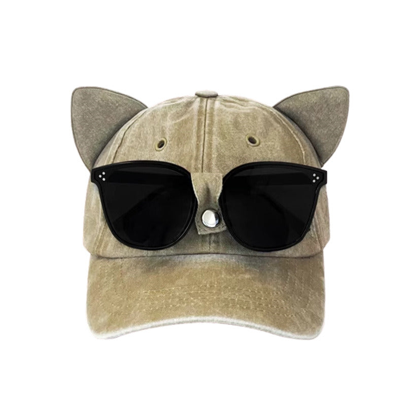 Unique Cat Ear Sunglasses Baseball Cap