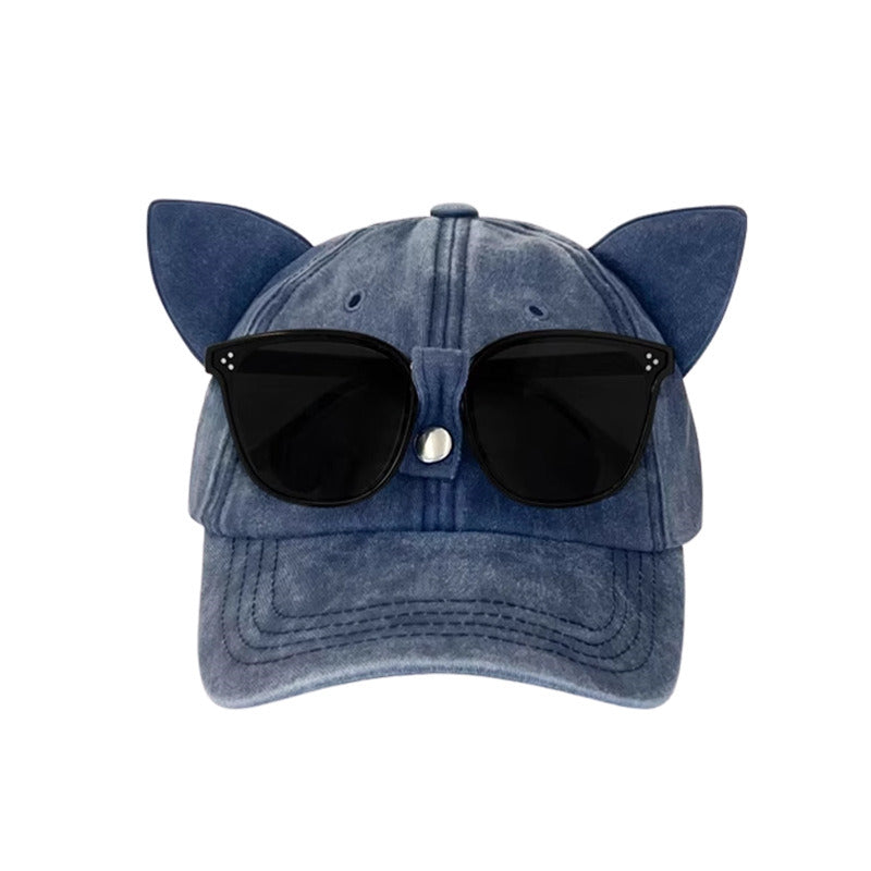 Unique Cat Ear Sunglasses Baseball Cap