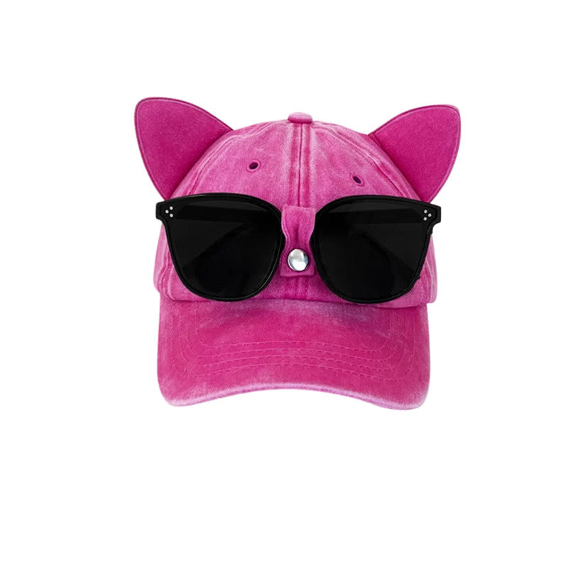 Unique Cat Ear Sunglasses Baseball Cap